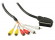 Kabel SCART – RCA, zástrčka SCART – 6× zástrčka RCA, 1,00 m, černý